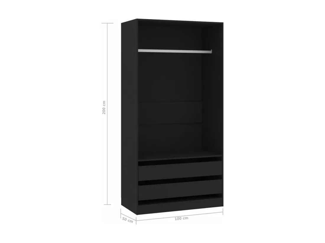 Garde-robe Noir 100x50x200 cm Bois d'ingénierie