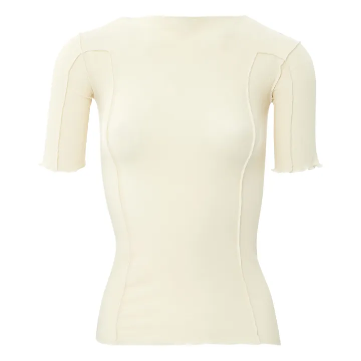Baserange T-shirt Côtelé Omato Coton Bio | Blanc cassé