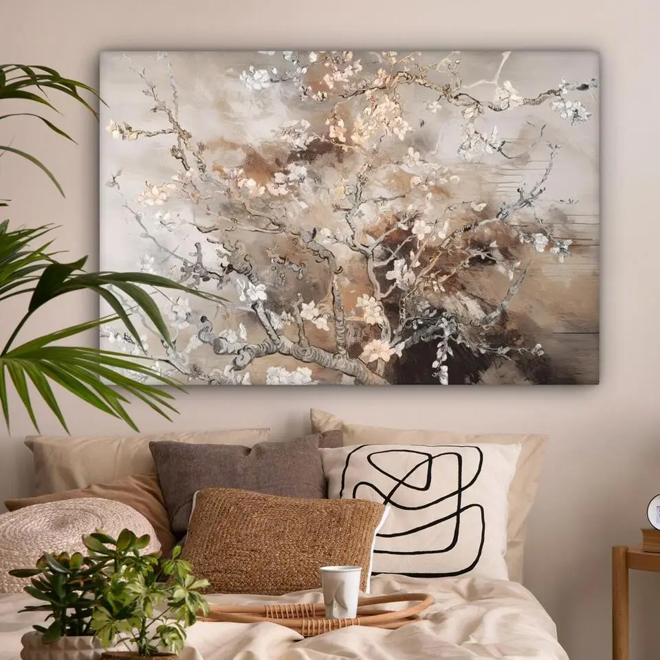 MuchoWow Canvas Schilderij 120x80cm Amandelbloesem Kunst Van