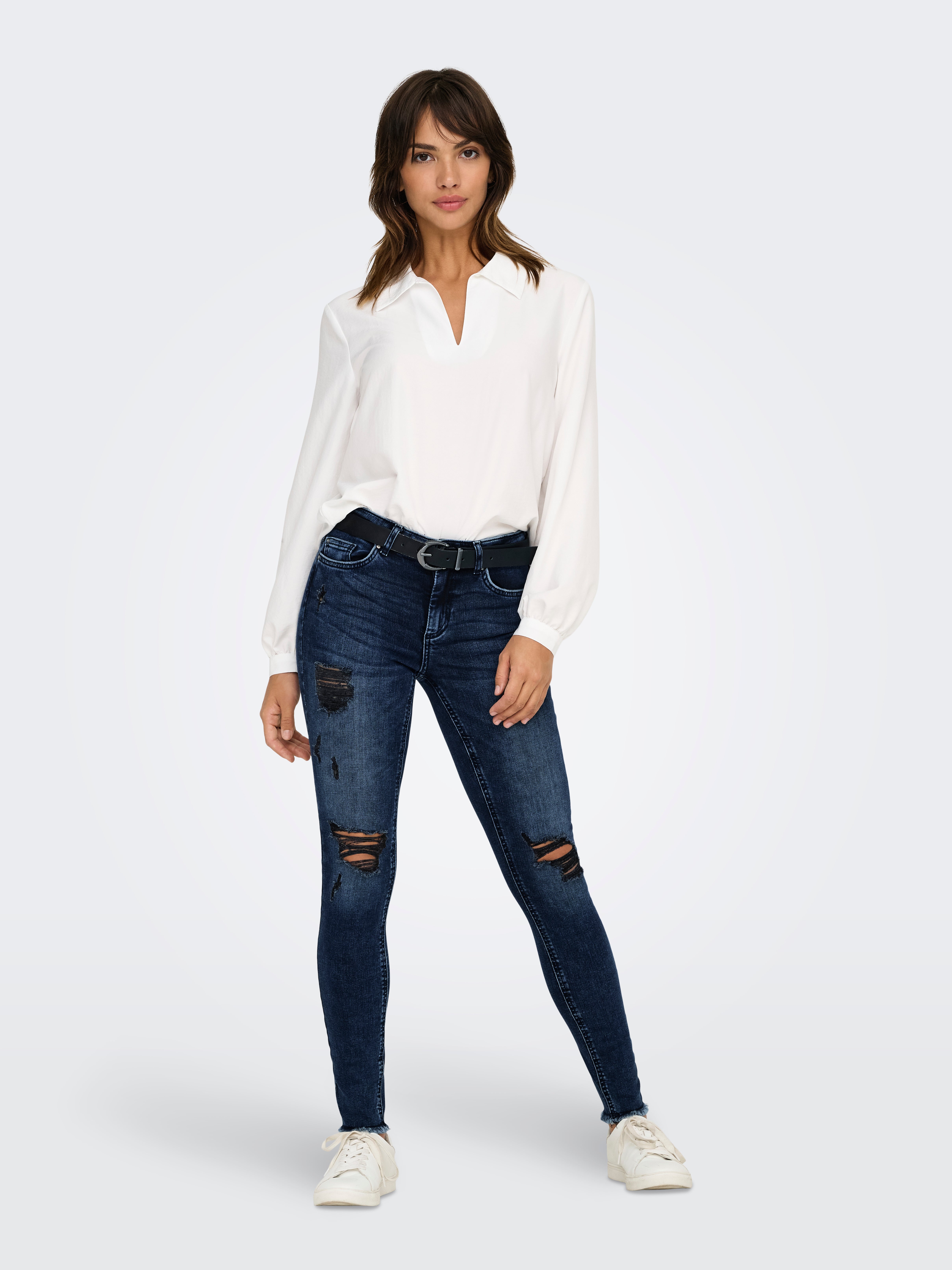 ONLBLUSH Mittlere Taille Skinny Fit Jeans Dark Blue Denim