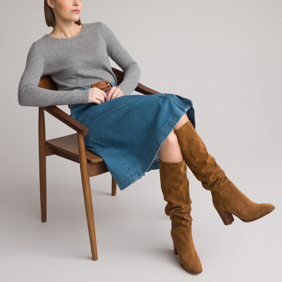 ANNE WEYBURN<br>Suéter de gola redonda, puro cashmere