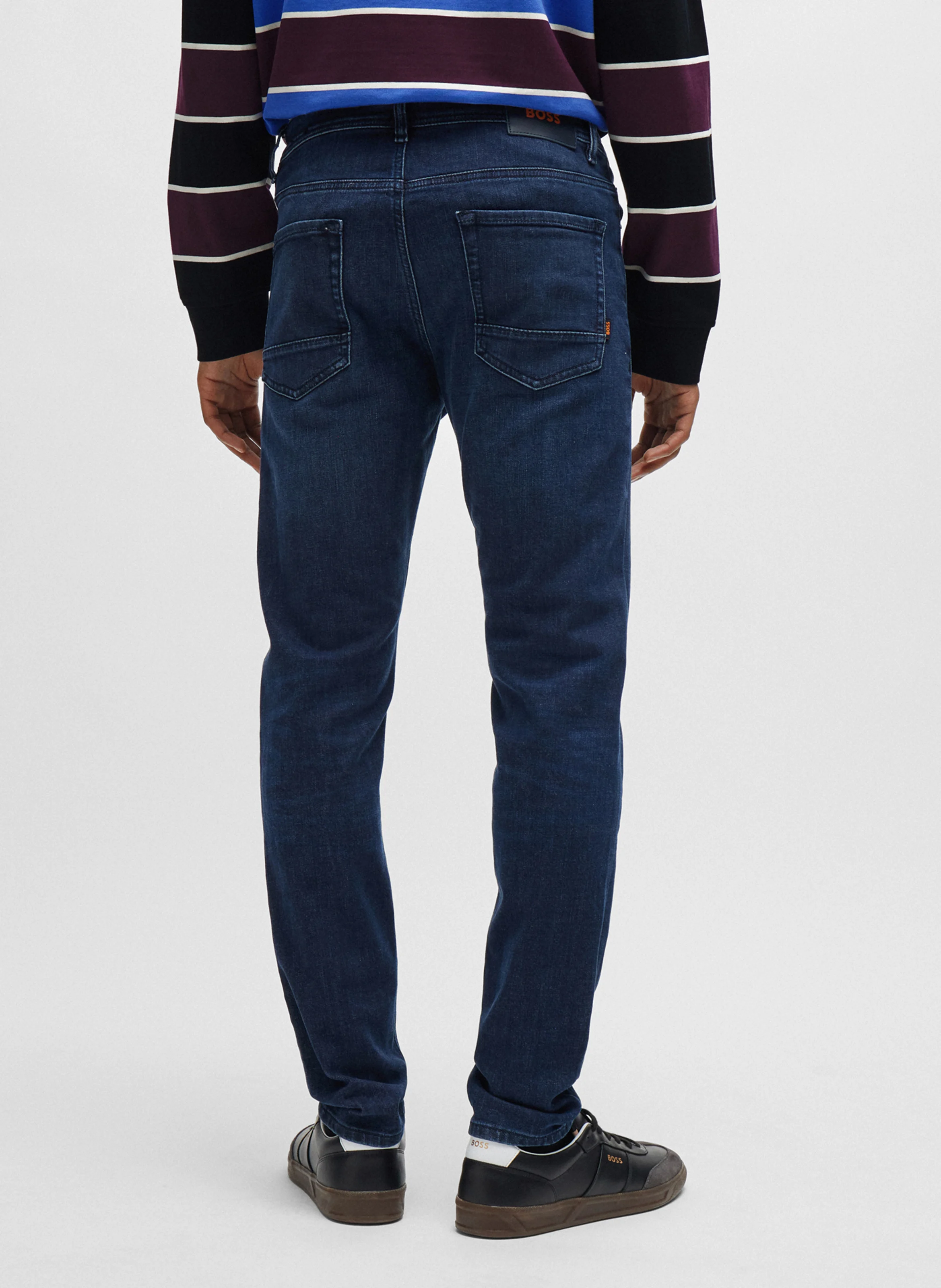 Jean slim brut en coton mélangé| Bleu