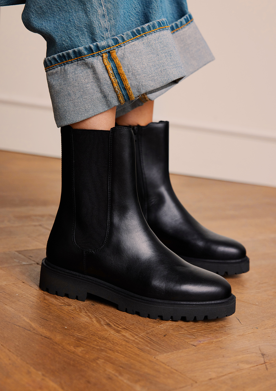 Zwarte leren chelsea boots