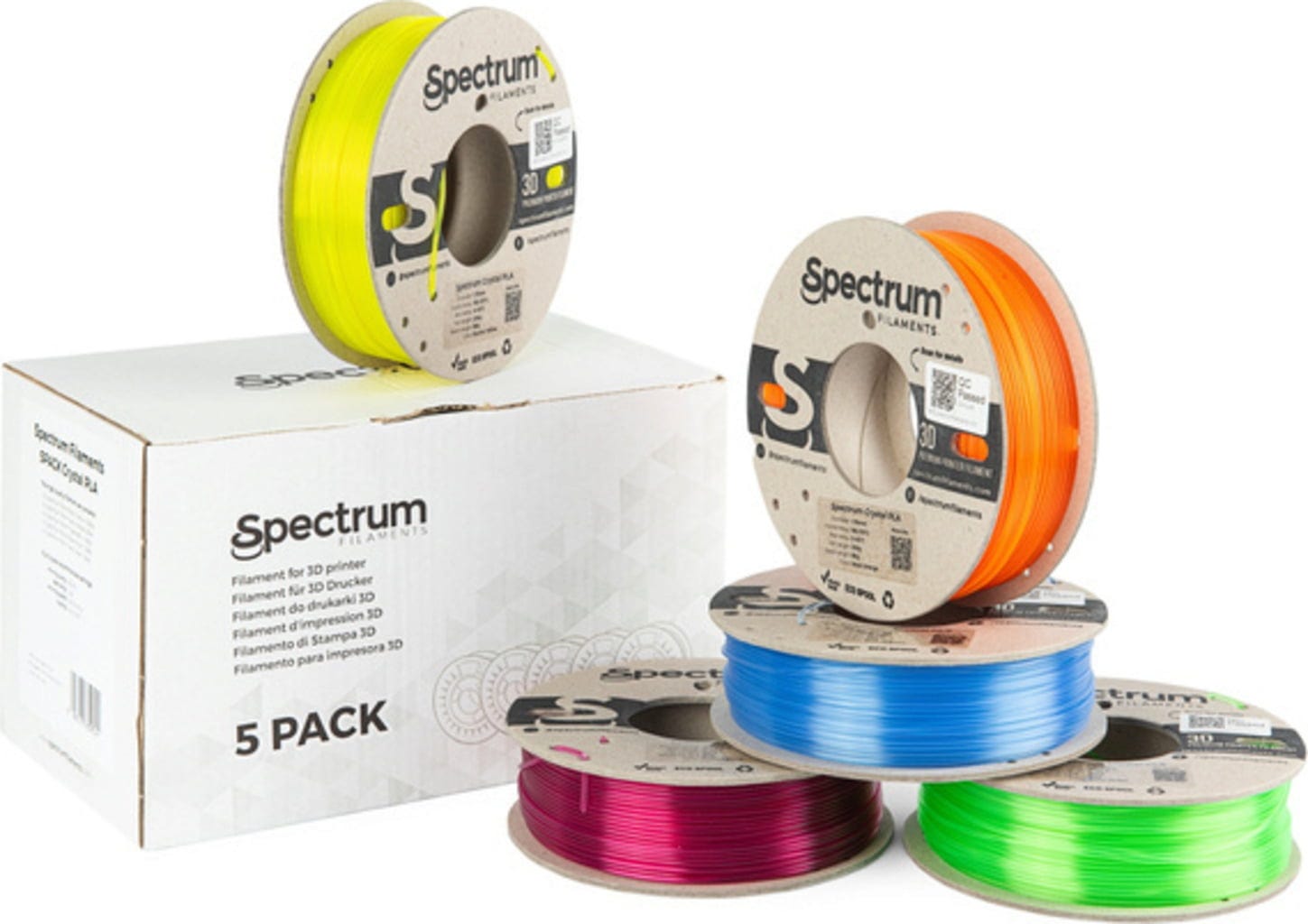 Spectrum  5er-Set PLA Crystal, 1,75 mm    PLA mit hoher optischen Klarheit