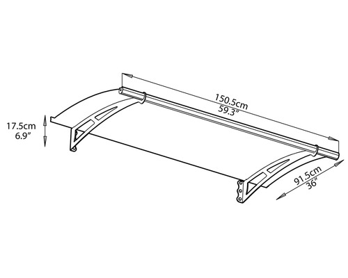 PALRAM-Canopia Aquila luifel 150,5x91,5 cm antraciet polycarbonaat helder