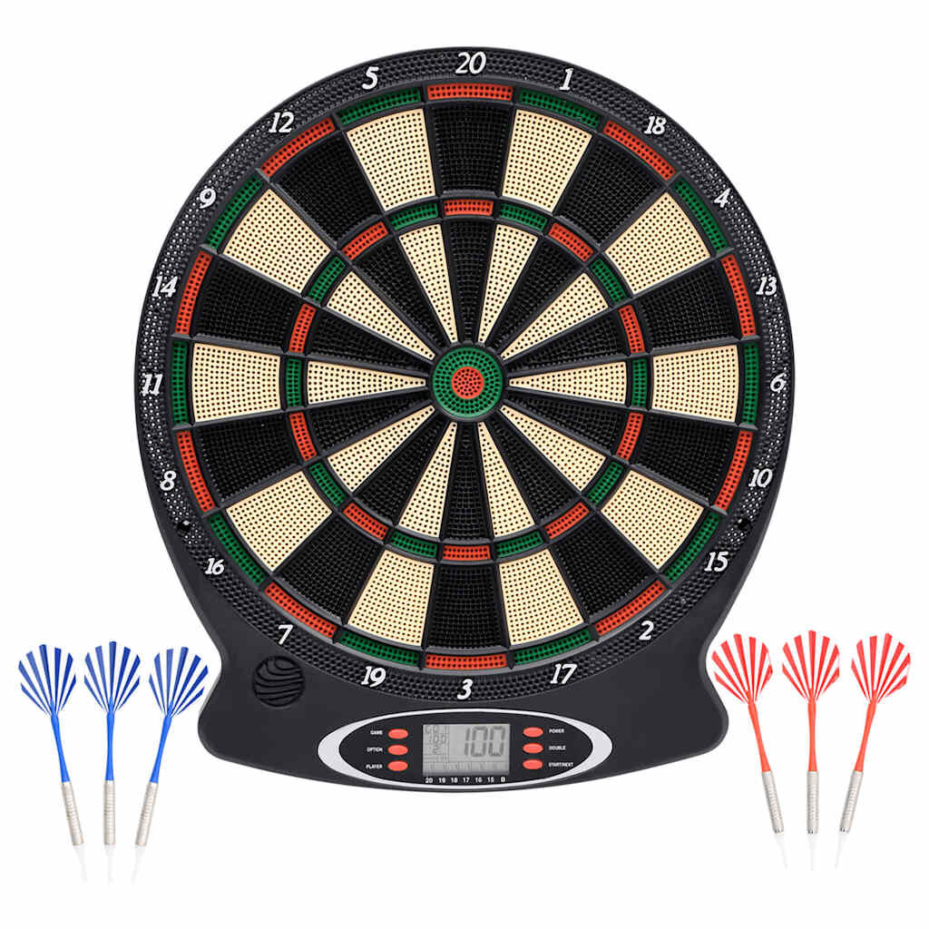 vidaXL Elektrisch dartbord met darts, zwart, polypropyleen