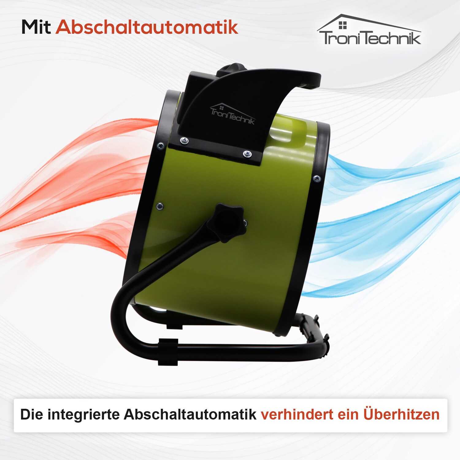 TroniTechnik® KH-503 Keramikheizer Heizlüfter Heizung 3.000 Watt, mit Tragegriff, PTC Keramik, stufenlose Thermosteuerung