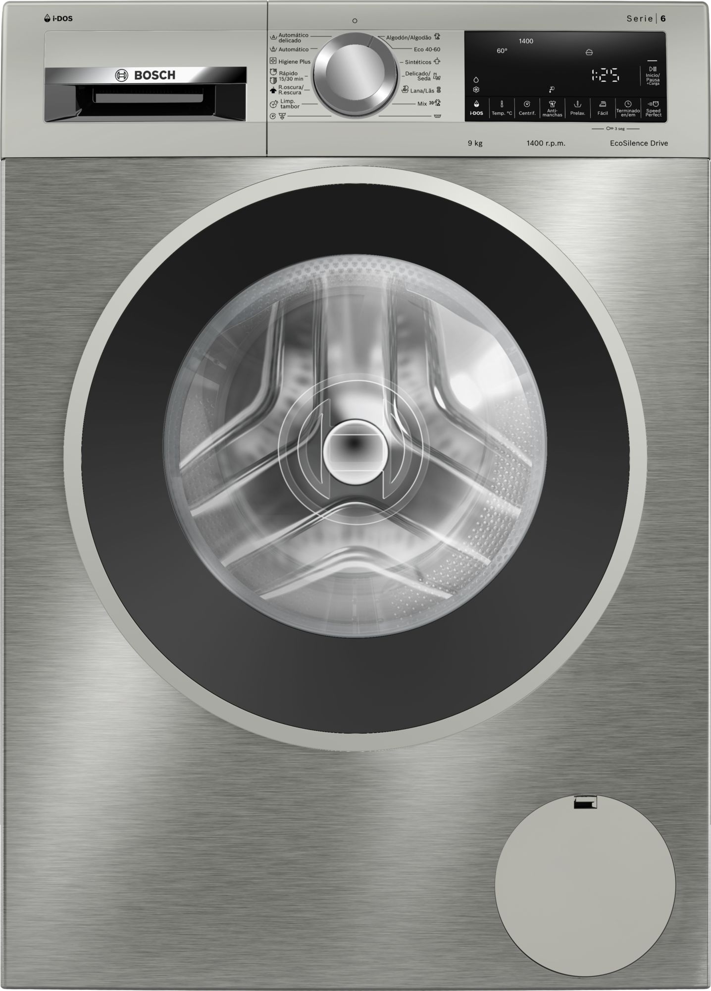 Máquina de lavar roupa de carregamento frontal Série 6, 9 kg, 1400 rpm, aço inoxidável WGG244AXES