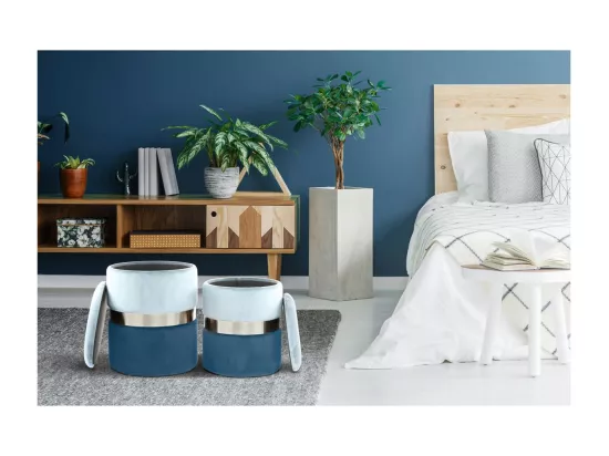 Lot de 2 Poufs & Coffres de Rangement 
