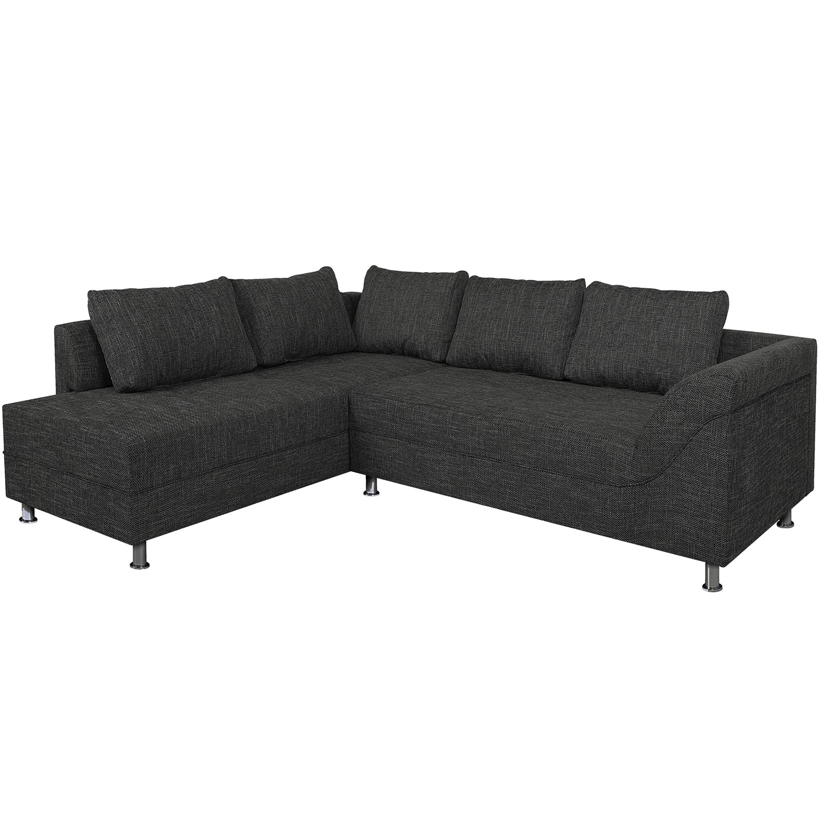 Ecksofa - schwarz - Bonell-Federkern - Webstoff
