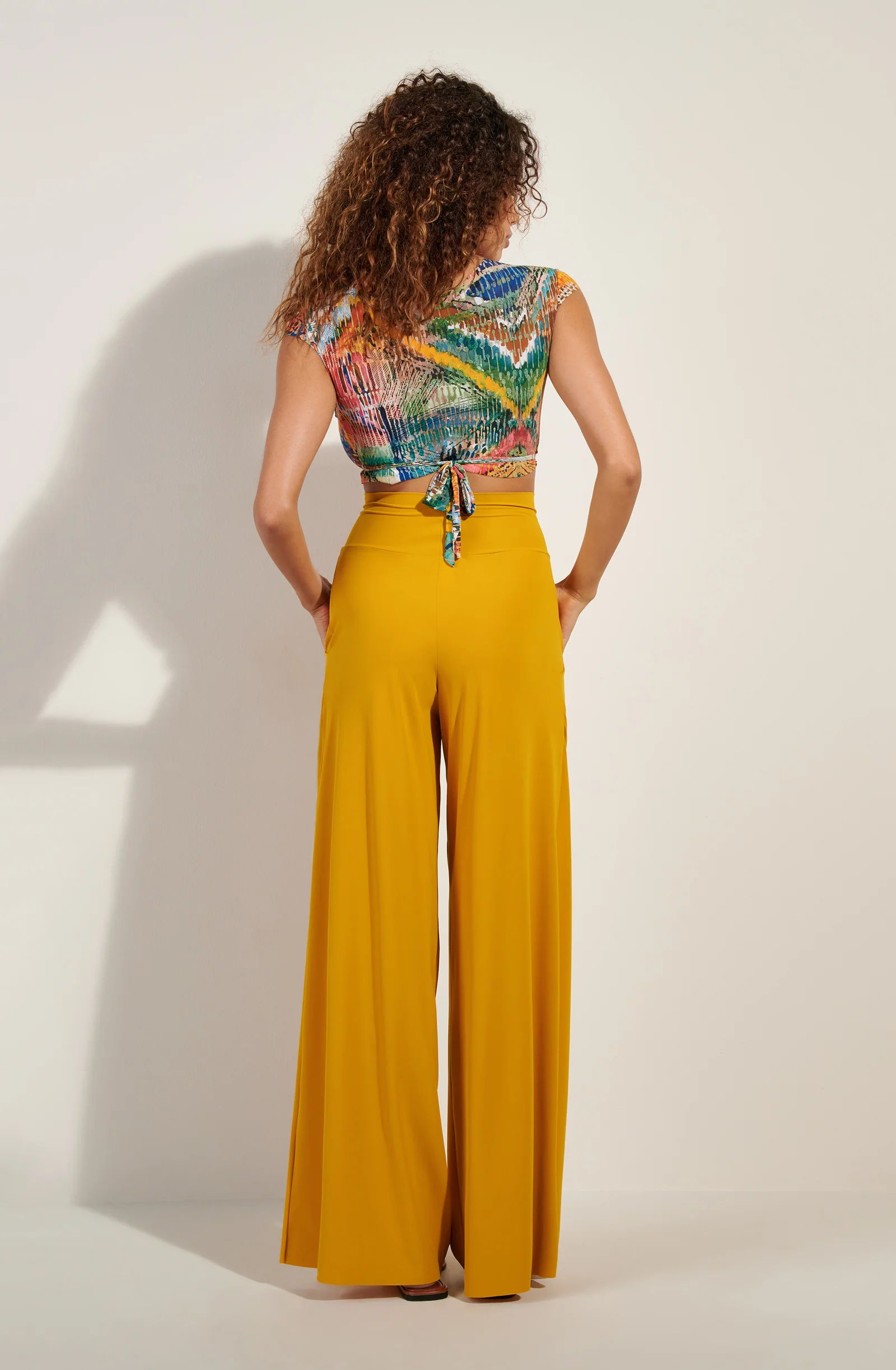 penda Pantalon large taille haute ocre Ocre