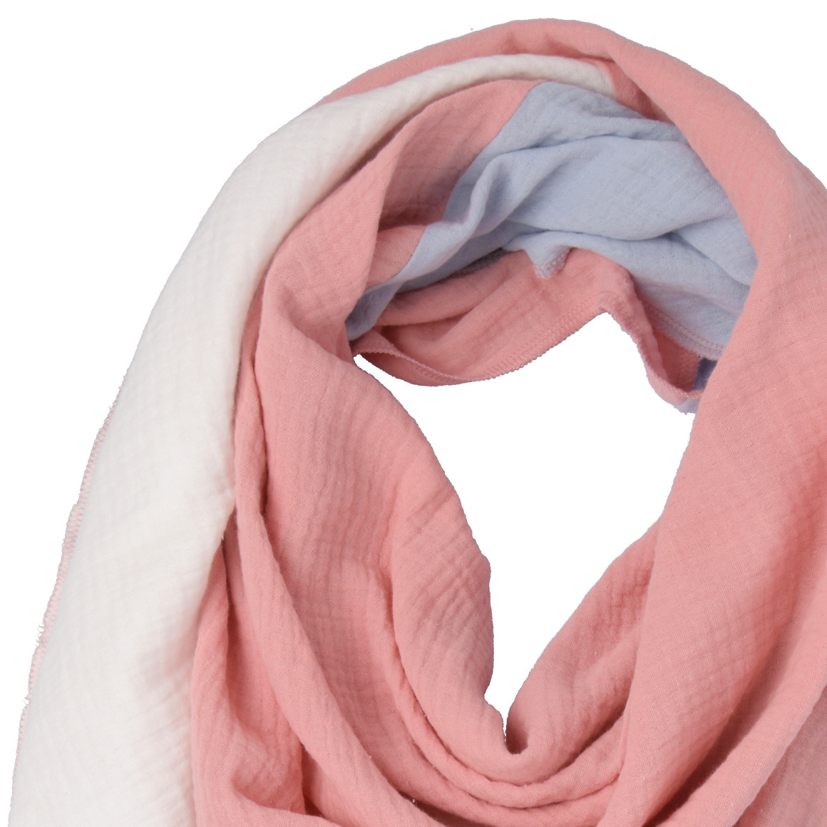 Gina Benotti Damen Musselin-Tuch rosa / weiss / hellblau