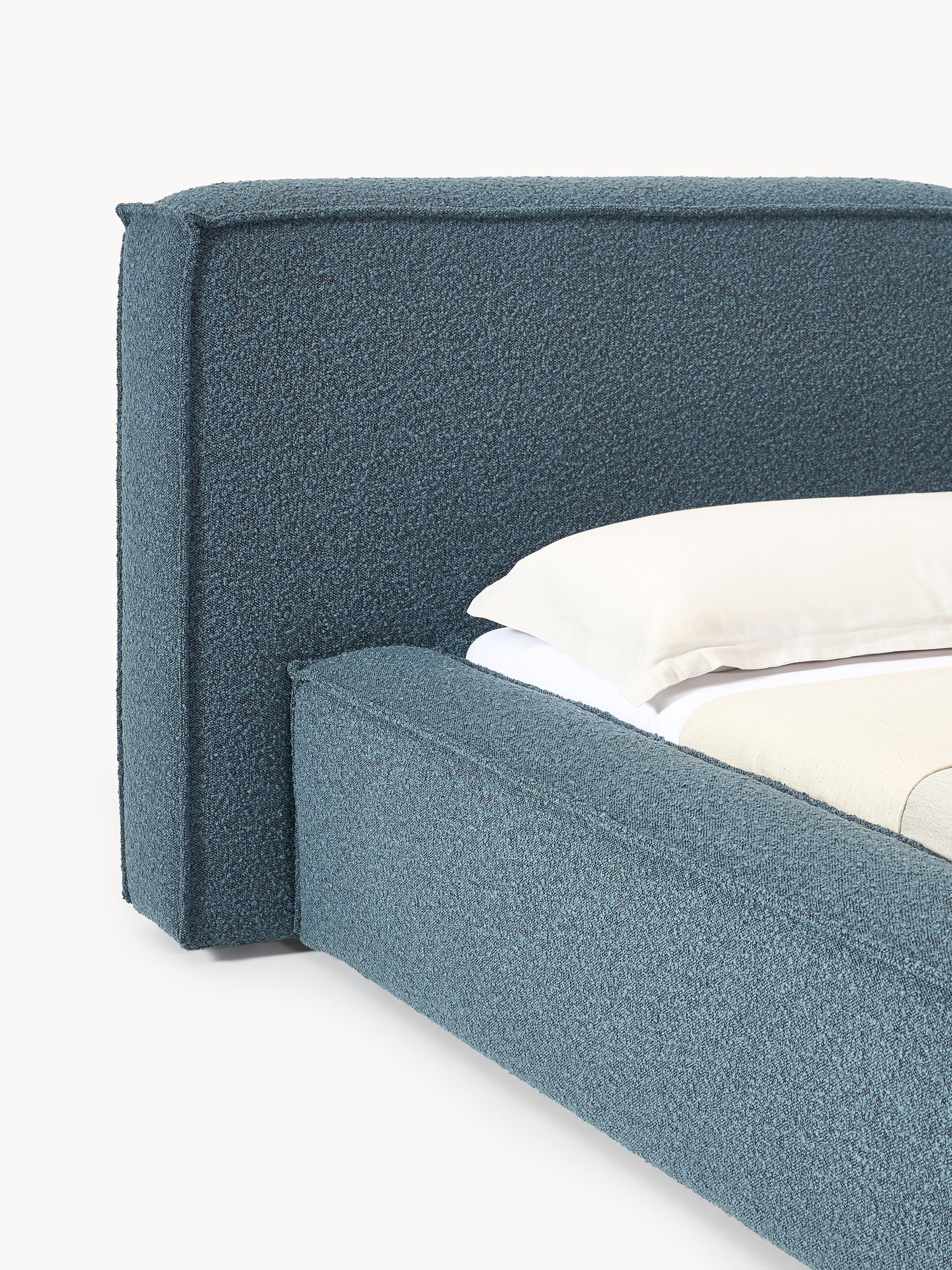 Bouclé gestoffeerd bed Lennon met opbergruimte