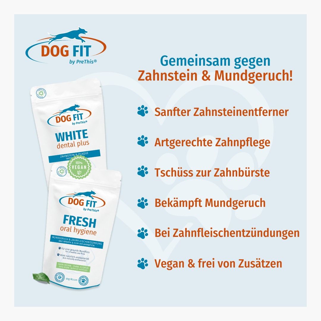DOG FIT by PreThis® WHITE dental plus & FRESH Hunde » Zahnstein & Mundgeruch