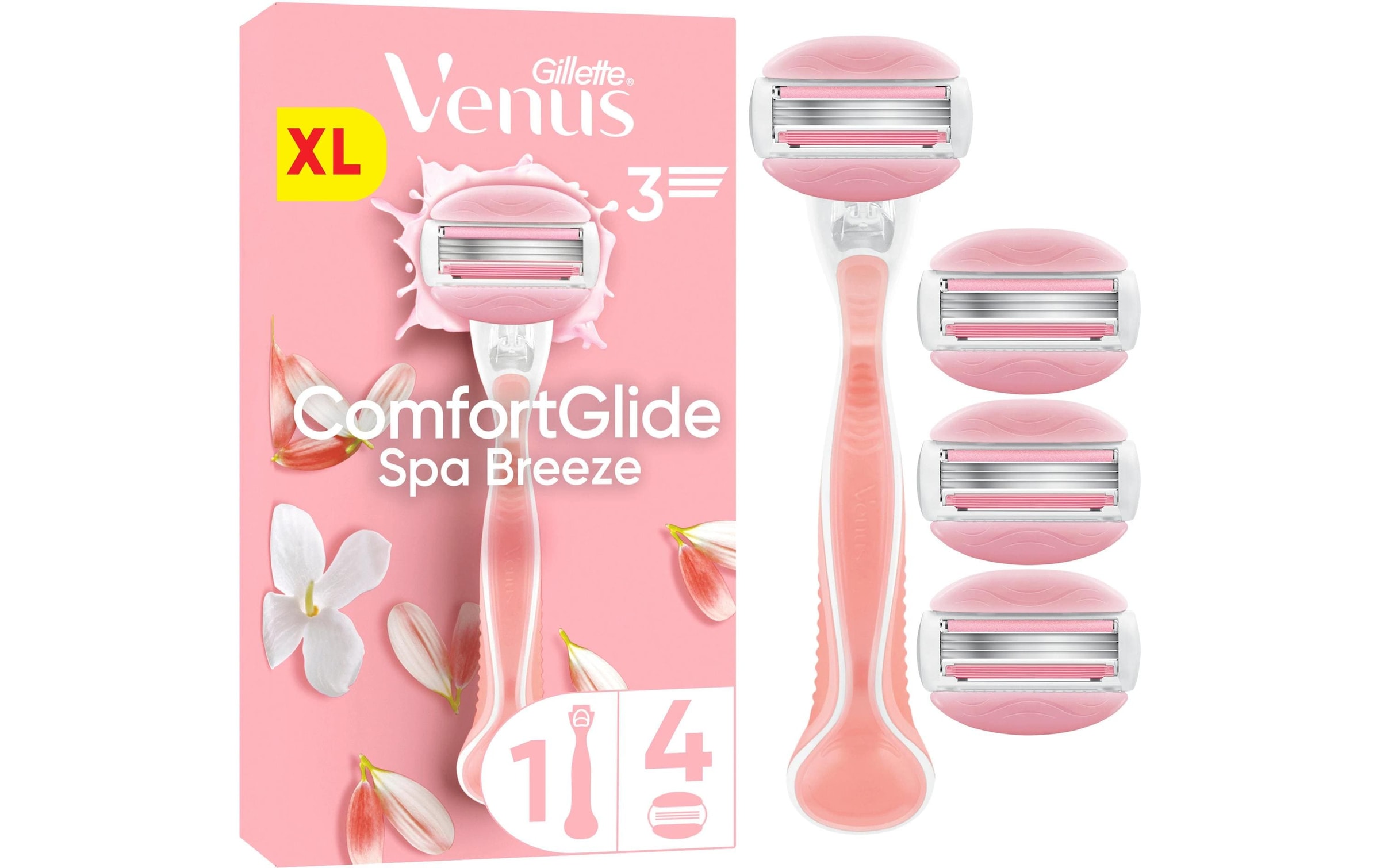 Gillette Venus Nassrasierer »ComfortGlide Spa Breeze 4er + Handstück«