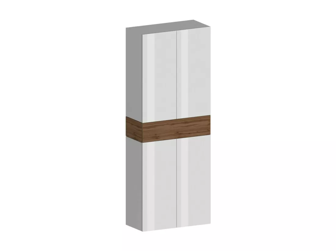 Étagère à chaussures Moris, étagère à chaussures peu encombrante à 5 portes, armoire d'entrée multifonctionnelle, 76x38h200 cm, blanc et chêne
