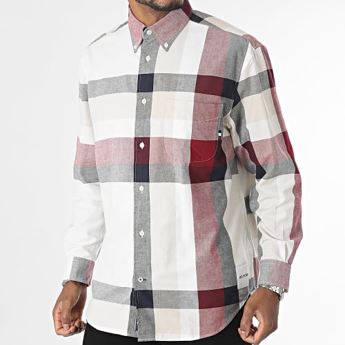 Surchemise A Carreaux Global Stripes Check 1833 Blanc Rouge
