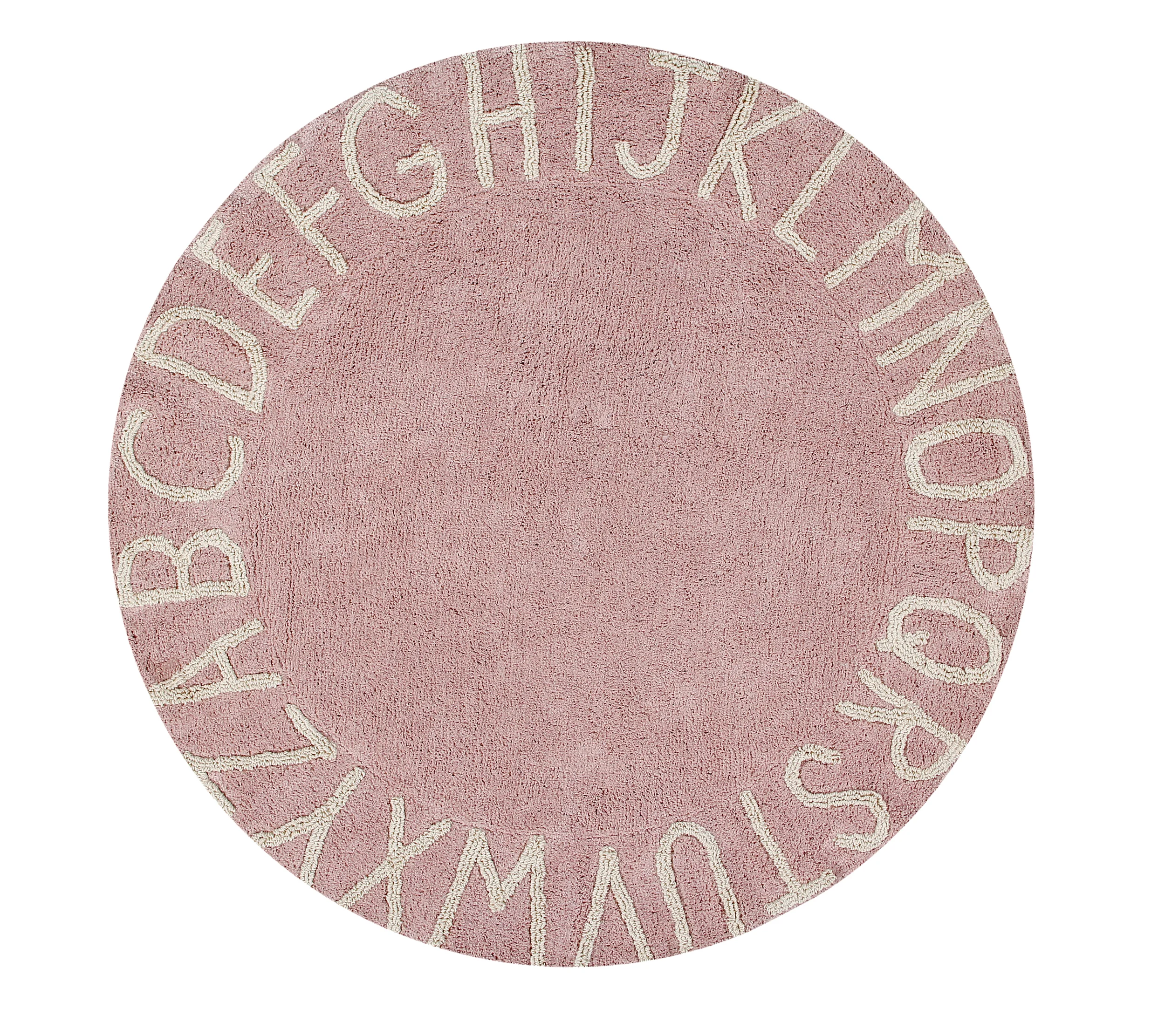 ABC - Tapis rond lavable en coton | Rose