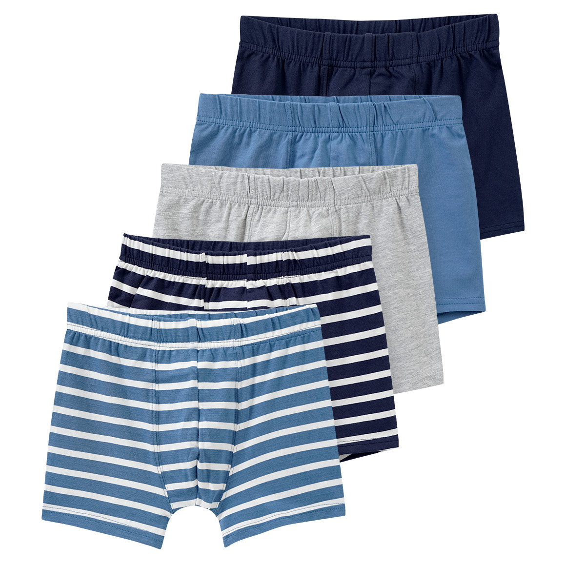 Famy 5 Jungen Boxer mit Bio Baumwolle blau / dunkelblau / hellgrau