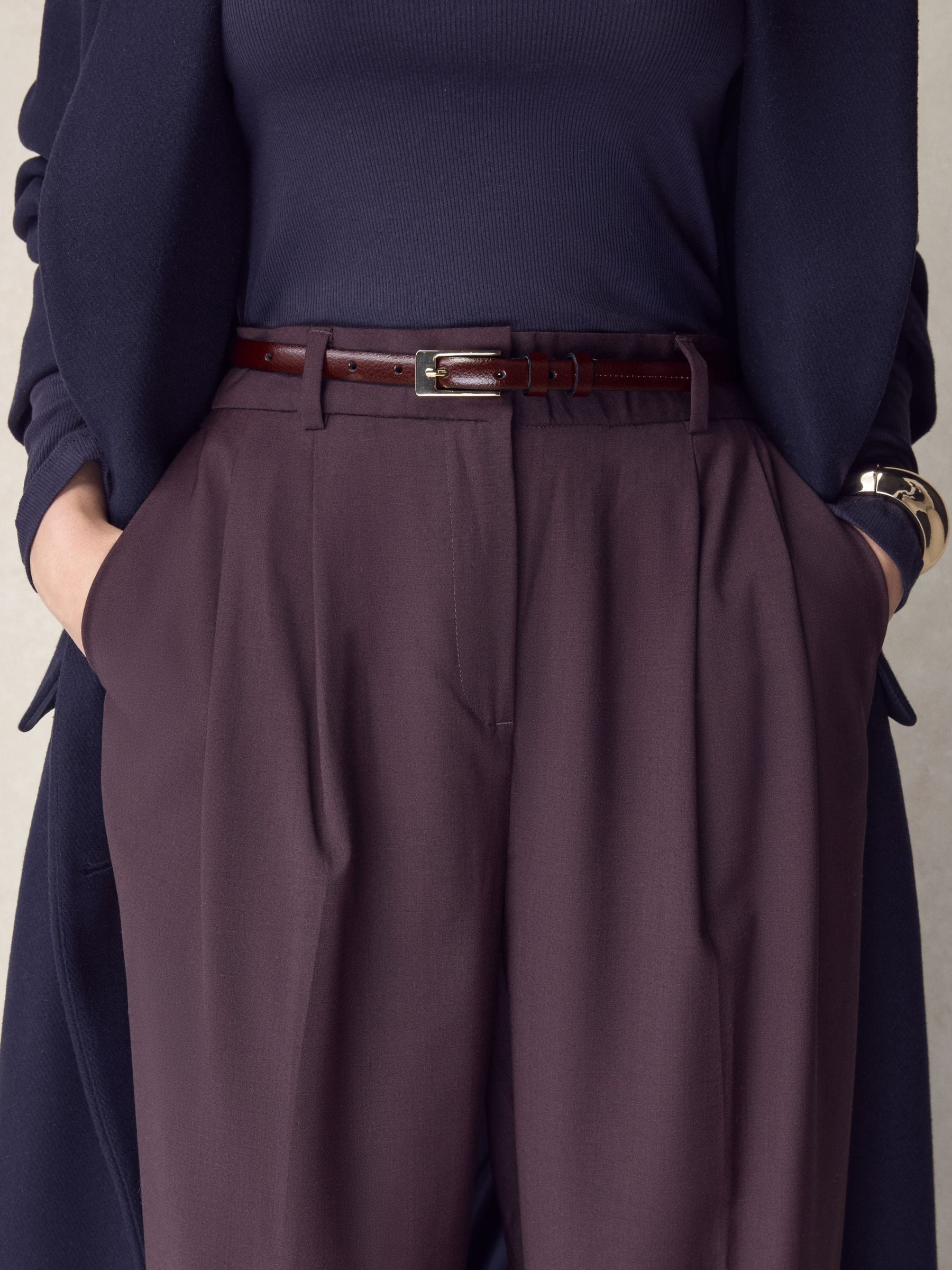 Bessenrood - N. Premium skinny Made In Italy leren riem