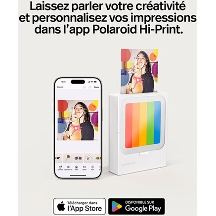 Imprimante photo Polaroid Hi-Print 3x3 + 10 feuilles