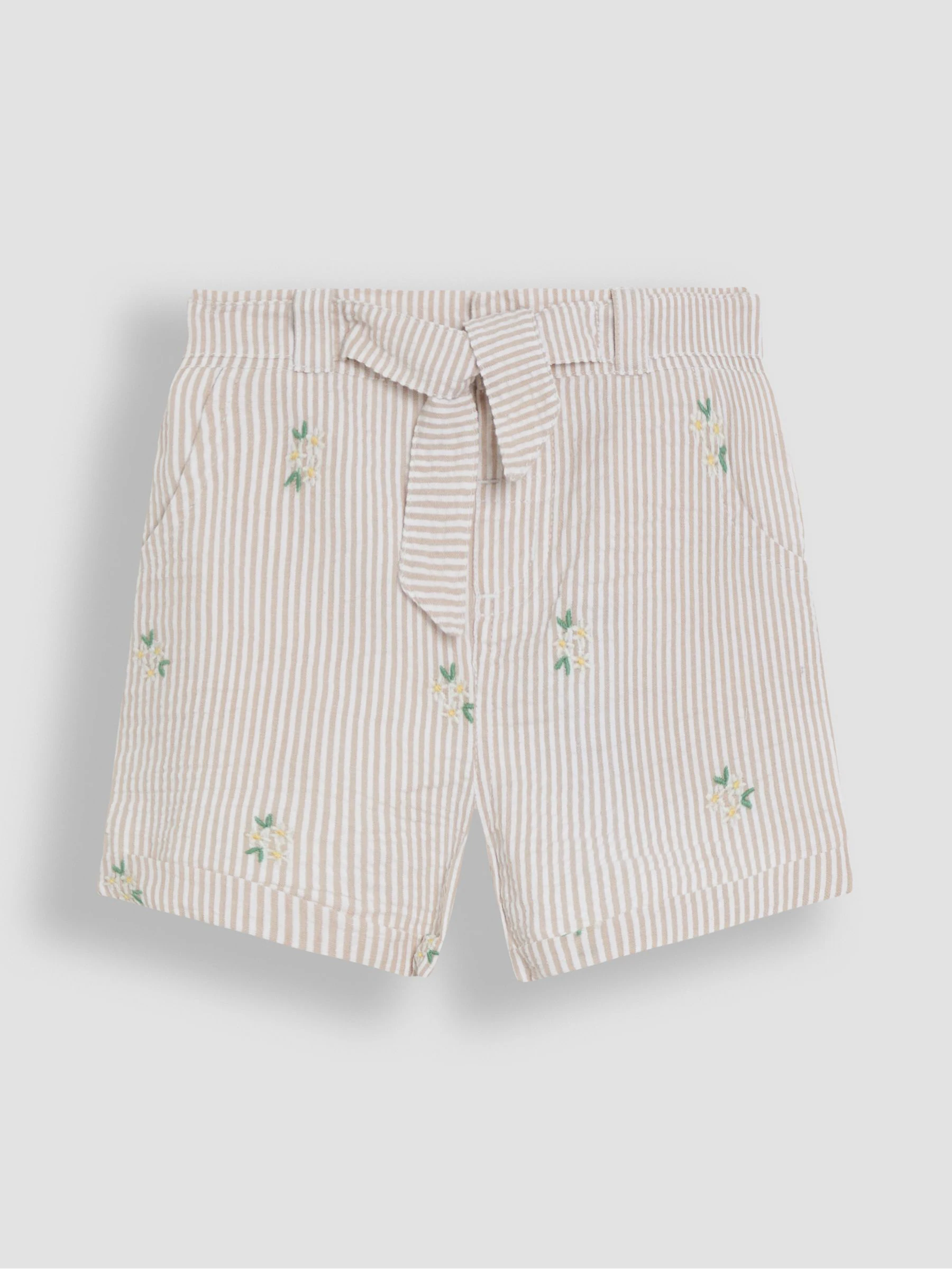 JoJo Maman Bébé Embroidered Turn-Up Hem Shorts