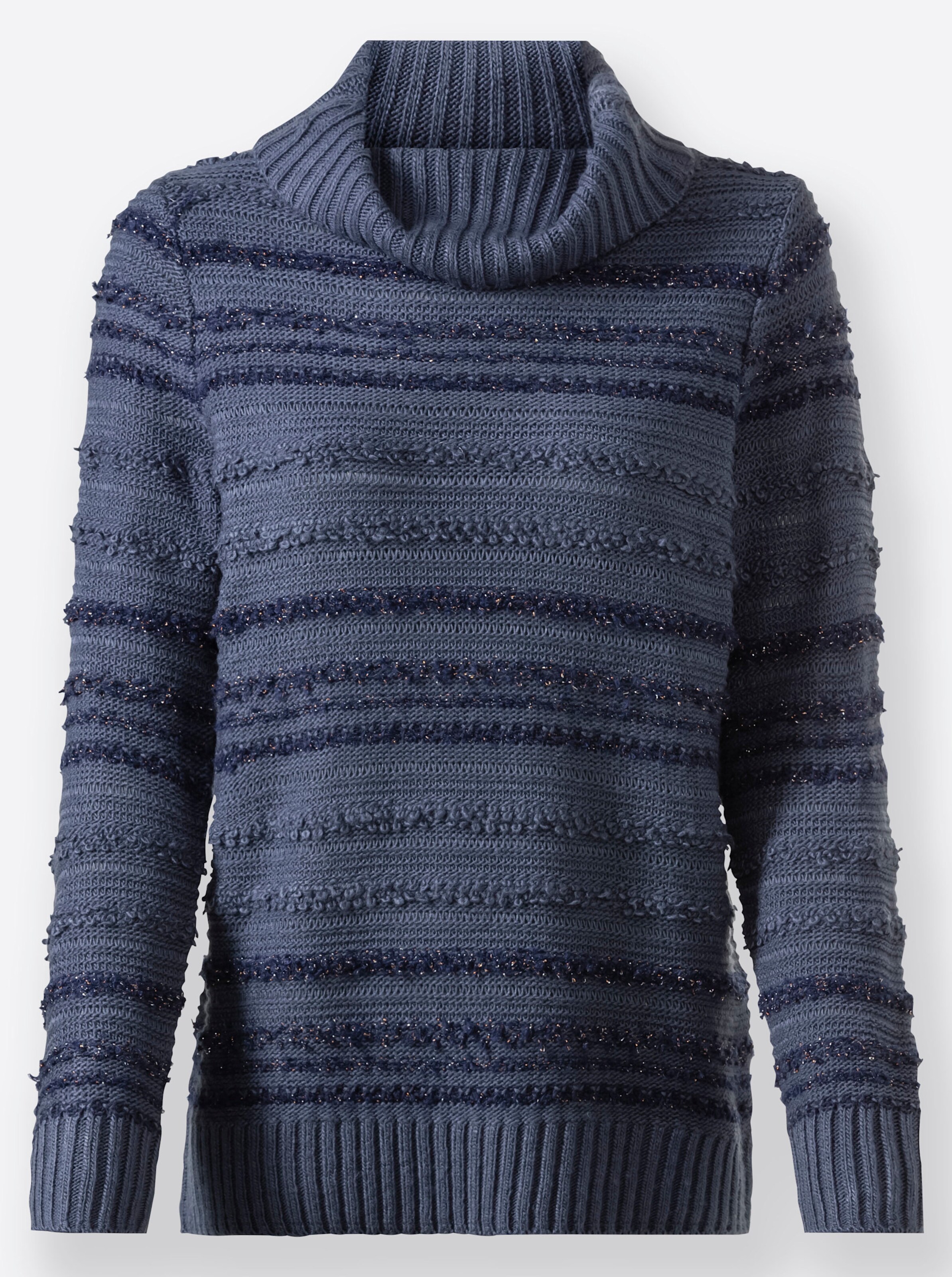 Rollkragenpullover in jeansblau-meliert