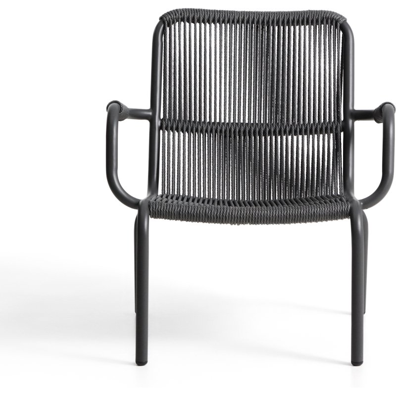 Fauteuil empilable Salis en aluminium graphite et corde synthétique gris foncé