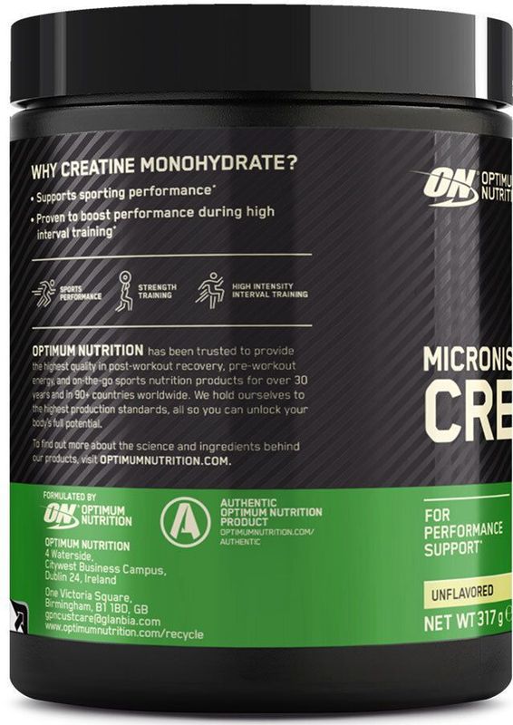 Optimum Nutrition Micronized Creatine Powder - Creatine Poeder - Creatine Monohydraat - 1 Pot - 317 gram (88 doseringen)