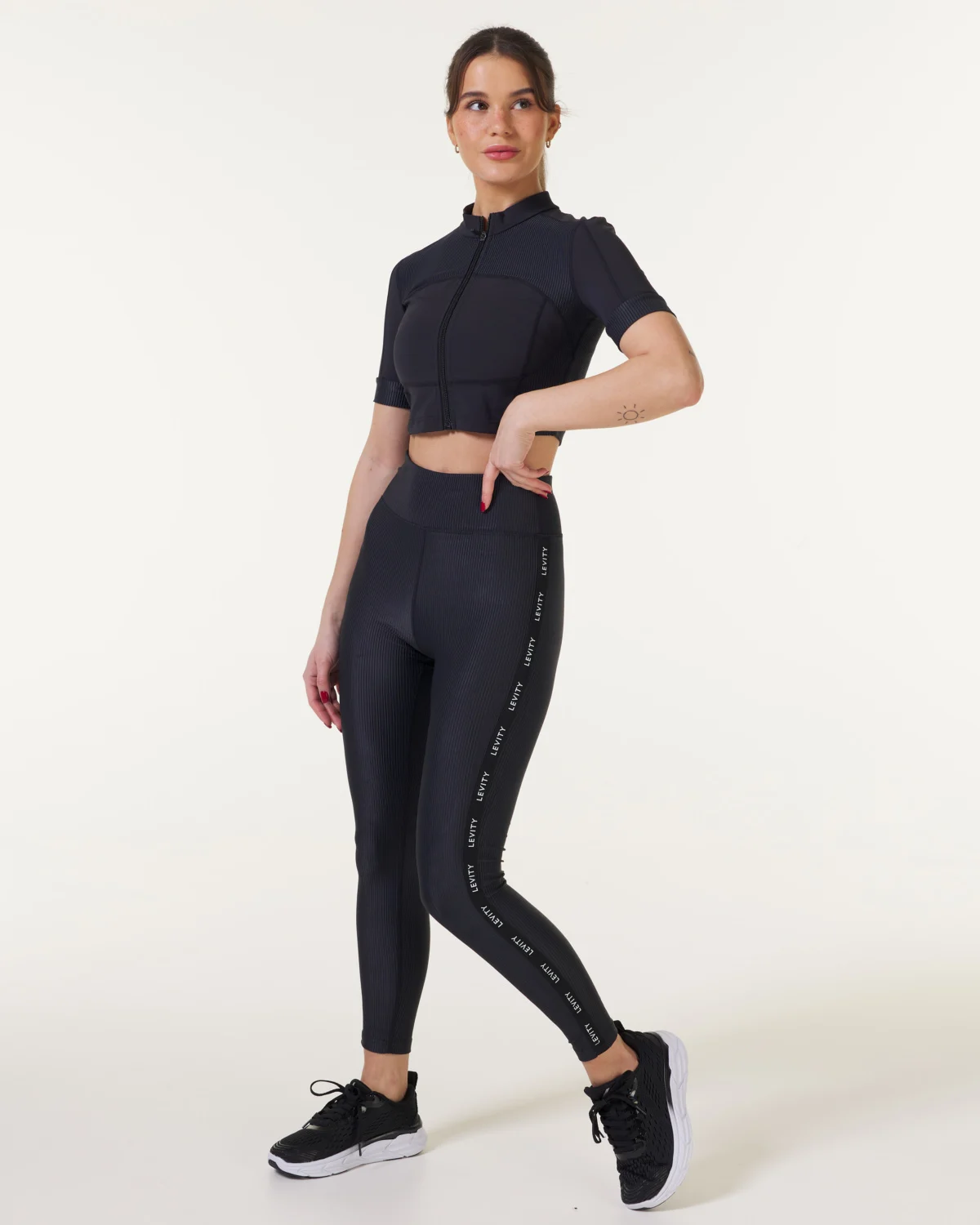 LEVITY Core Logo Rib Tights Black