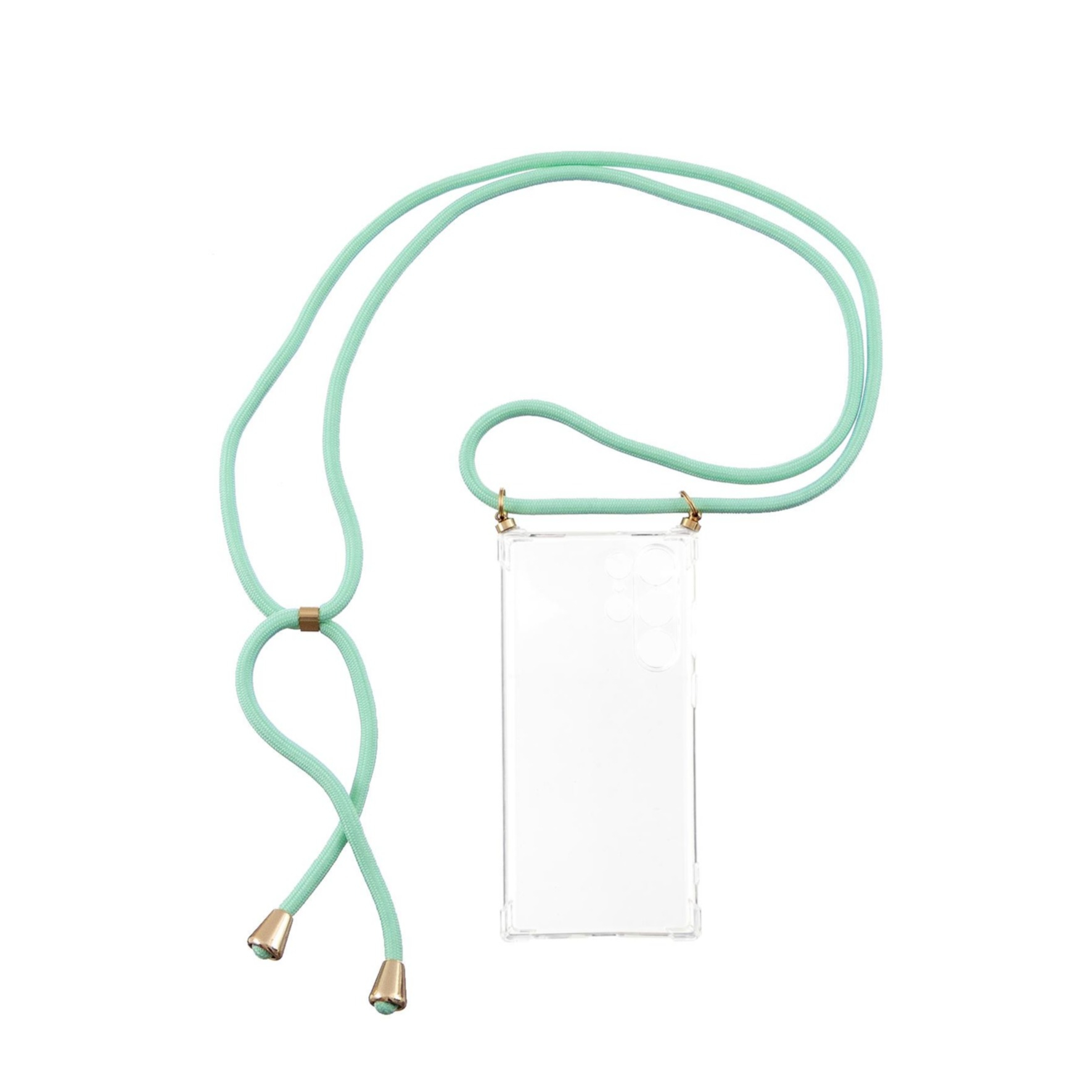 Samsung Galaxy S20 FE / S20 FE 5G Necklace Gummi Hülle Air Cushion Fallschutz   Handykette (150cm) - Türkis / Gold