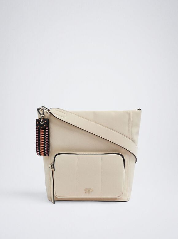 Bolsa de ombro com pingente - Off-White