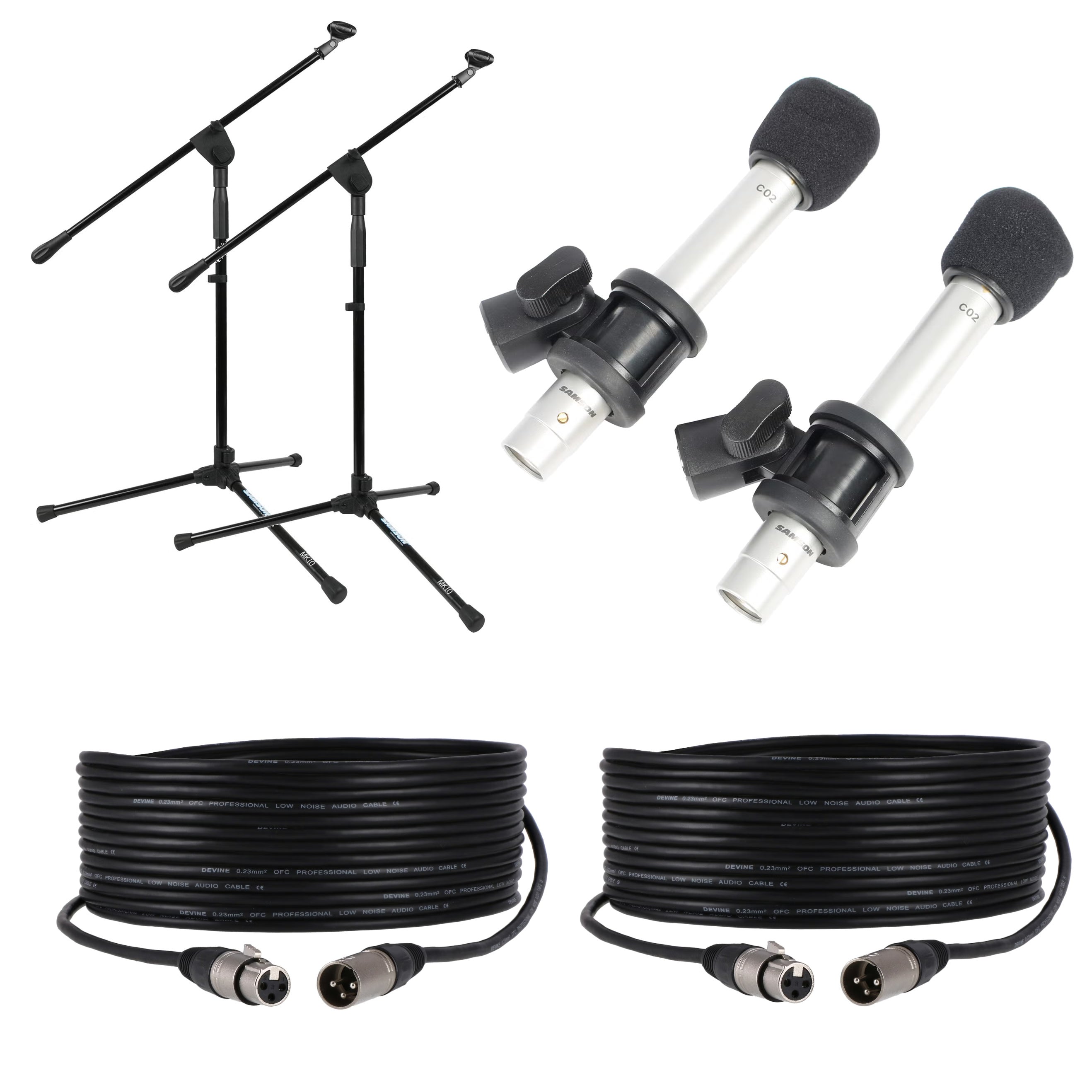 Samson C02 condensatormicrofoon set + mic statieven + kabels