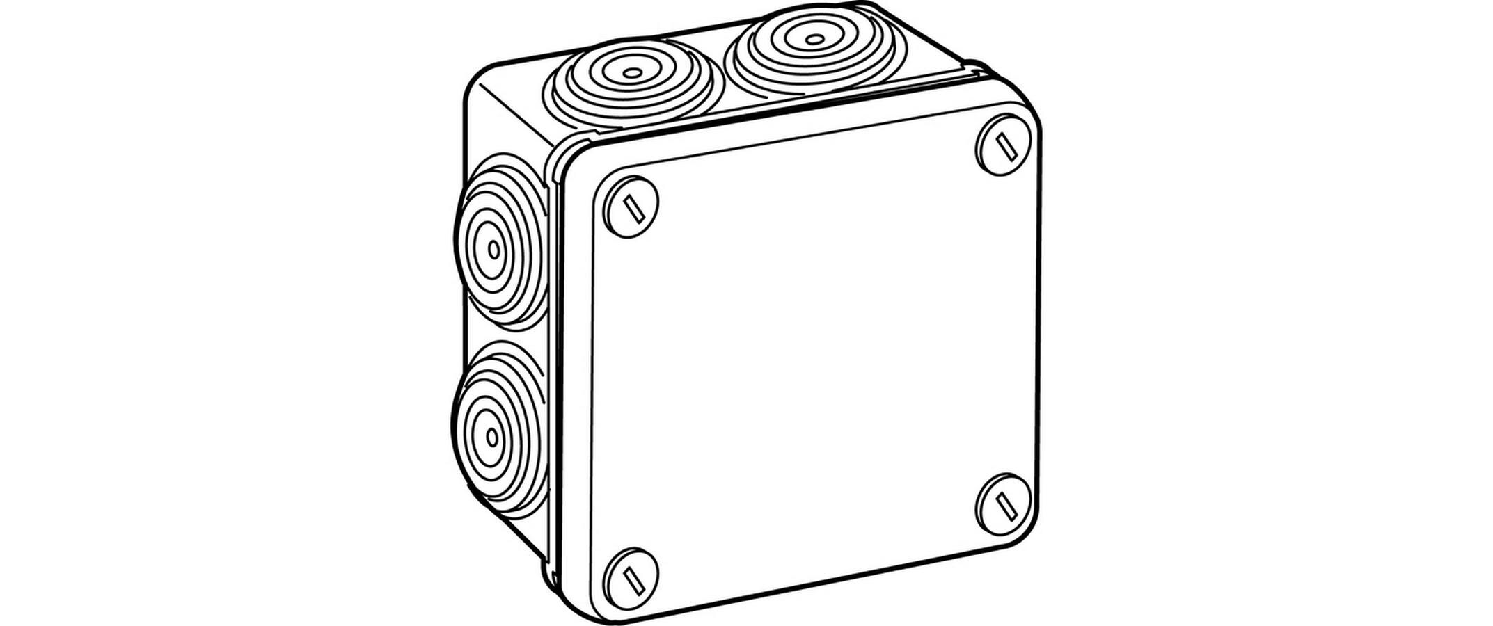 Abzweigdose Plexo AP, nass IP55, Grau 130 x 130 x 81 mmAufputz Nass-Abzweigdose IP55