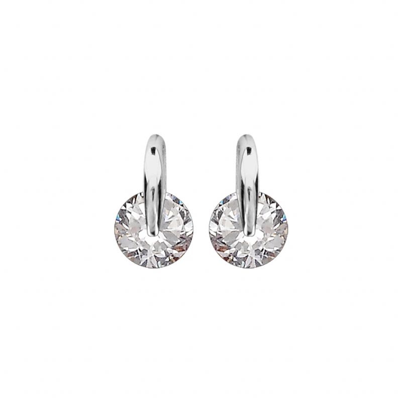 Boucles d'oreille en argente et pierre ronde synthétique