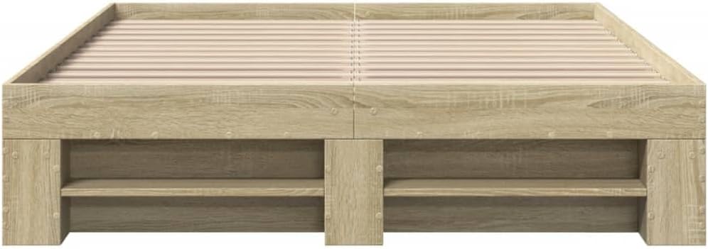 IKAYAA Bett 140x190 mit schubladen Bettgestell 140x190 mit stauraum ohne kopfteil Stauraumbett Bettgestell mit Lattenrost -Sonoma Eiche-140 x 190 cm