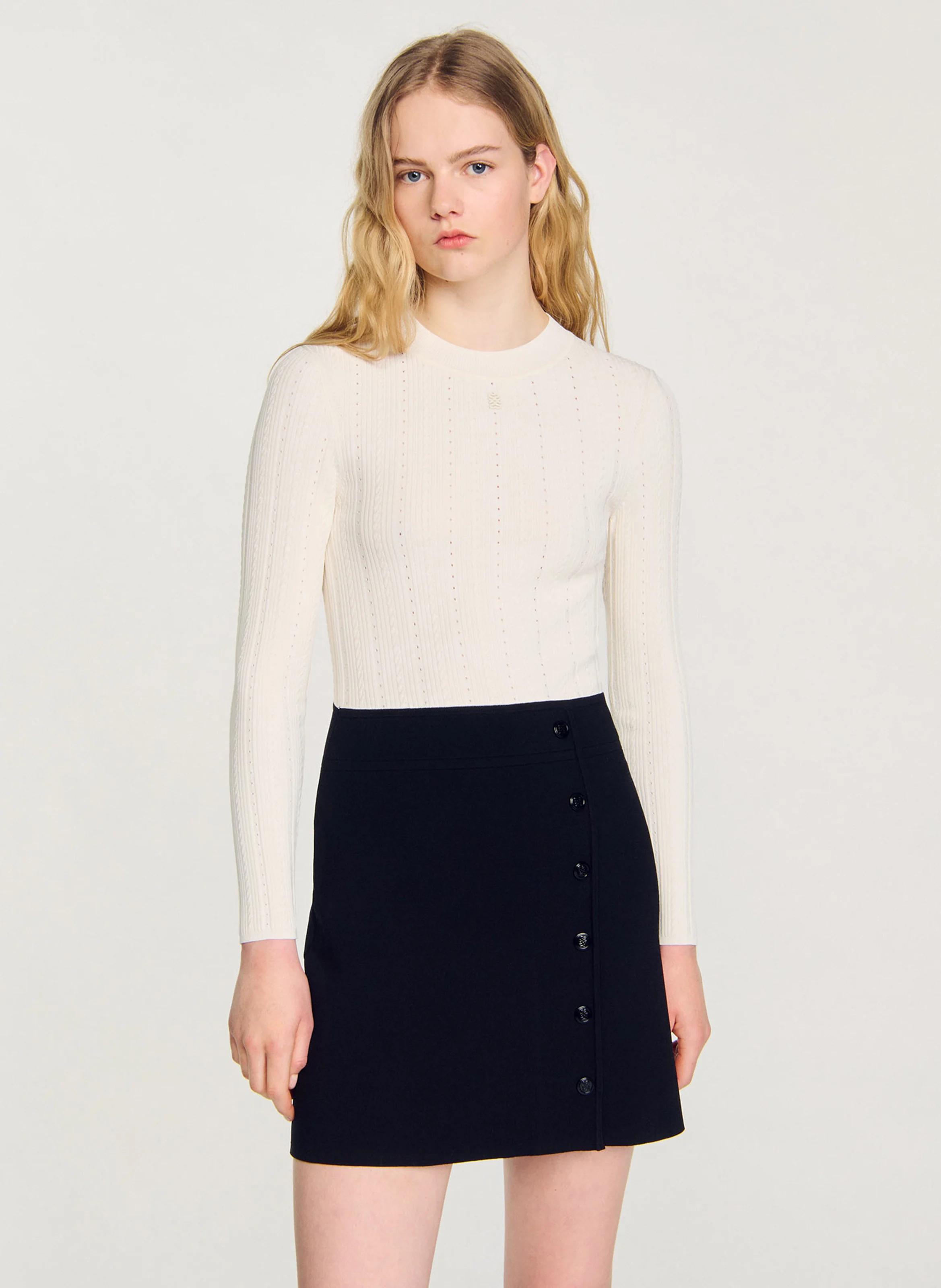 Robe courte manches longues en maille | Multicolore