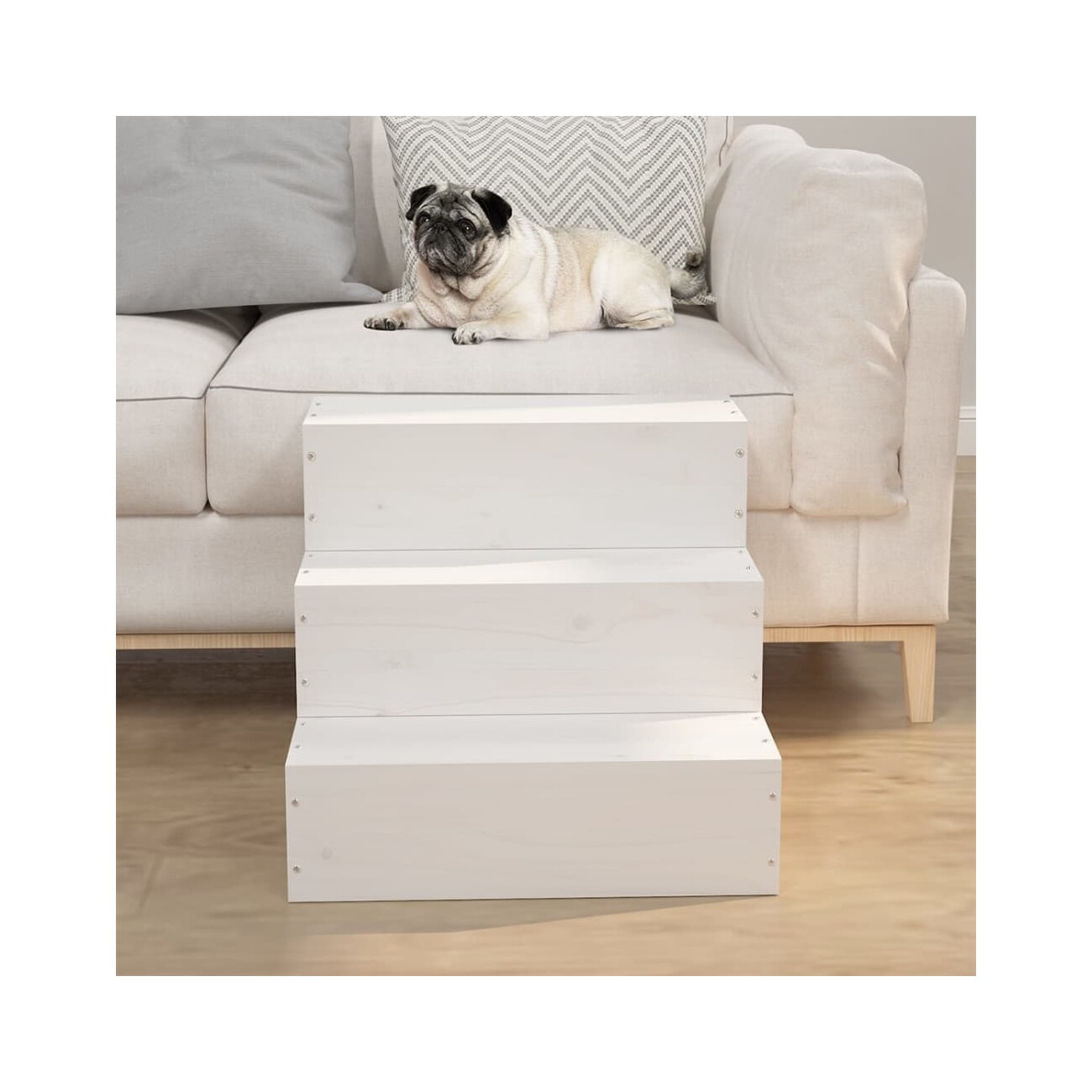 VidaXL Haustiertreppe M (40x37,5x35 cm) weiß