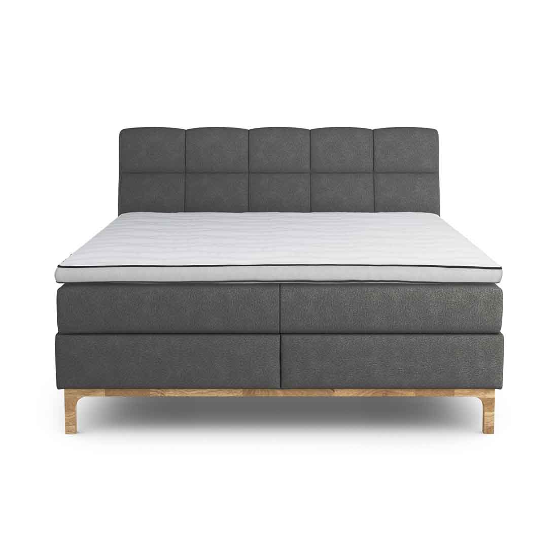 naturoo Boxspringbett Apollo 180x200cm grau inkl. Premium Topper