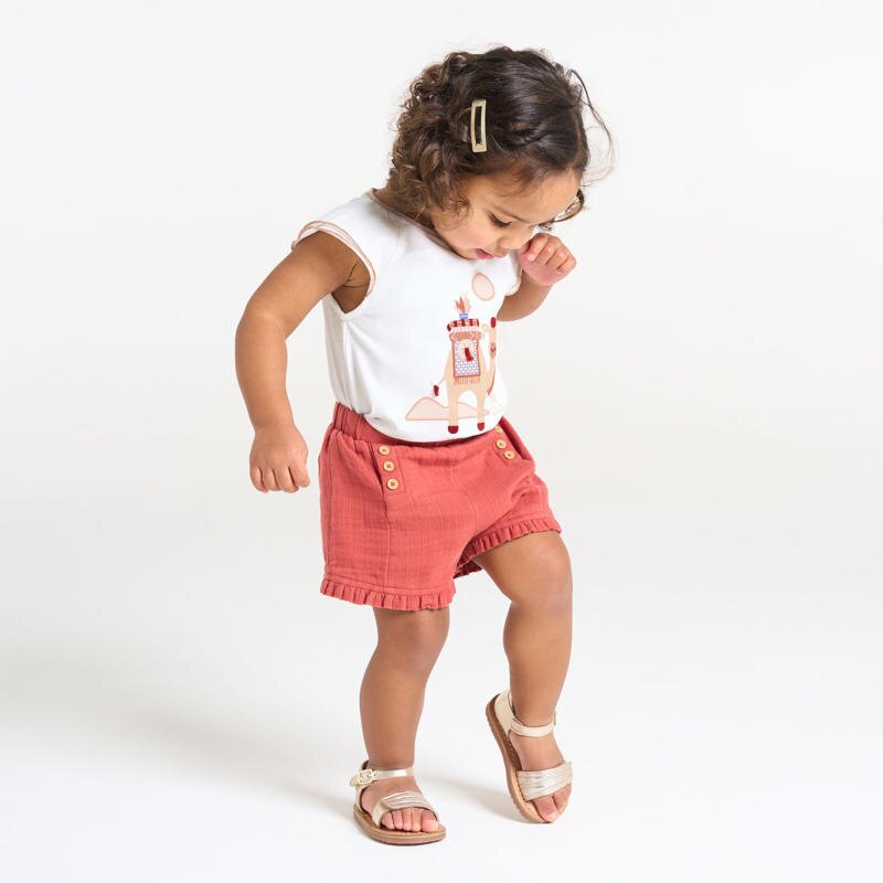 T-shirt dromadaire brodé rose bébé fille Gris ou noir