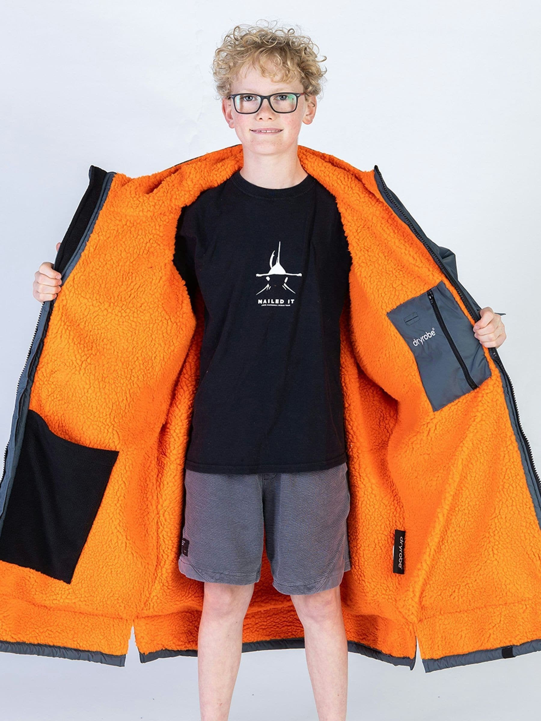 Donkergrijs/oranje - dryrobe Advance Adult Long Sleeve Changing Coats