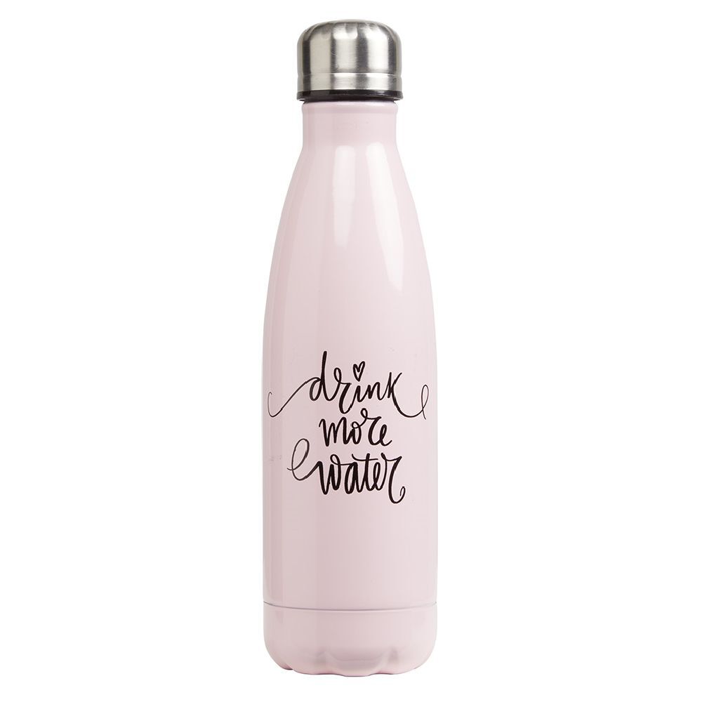 Bouteille isotherme inox rose inscription Drink more water 500 ml