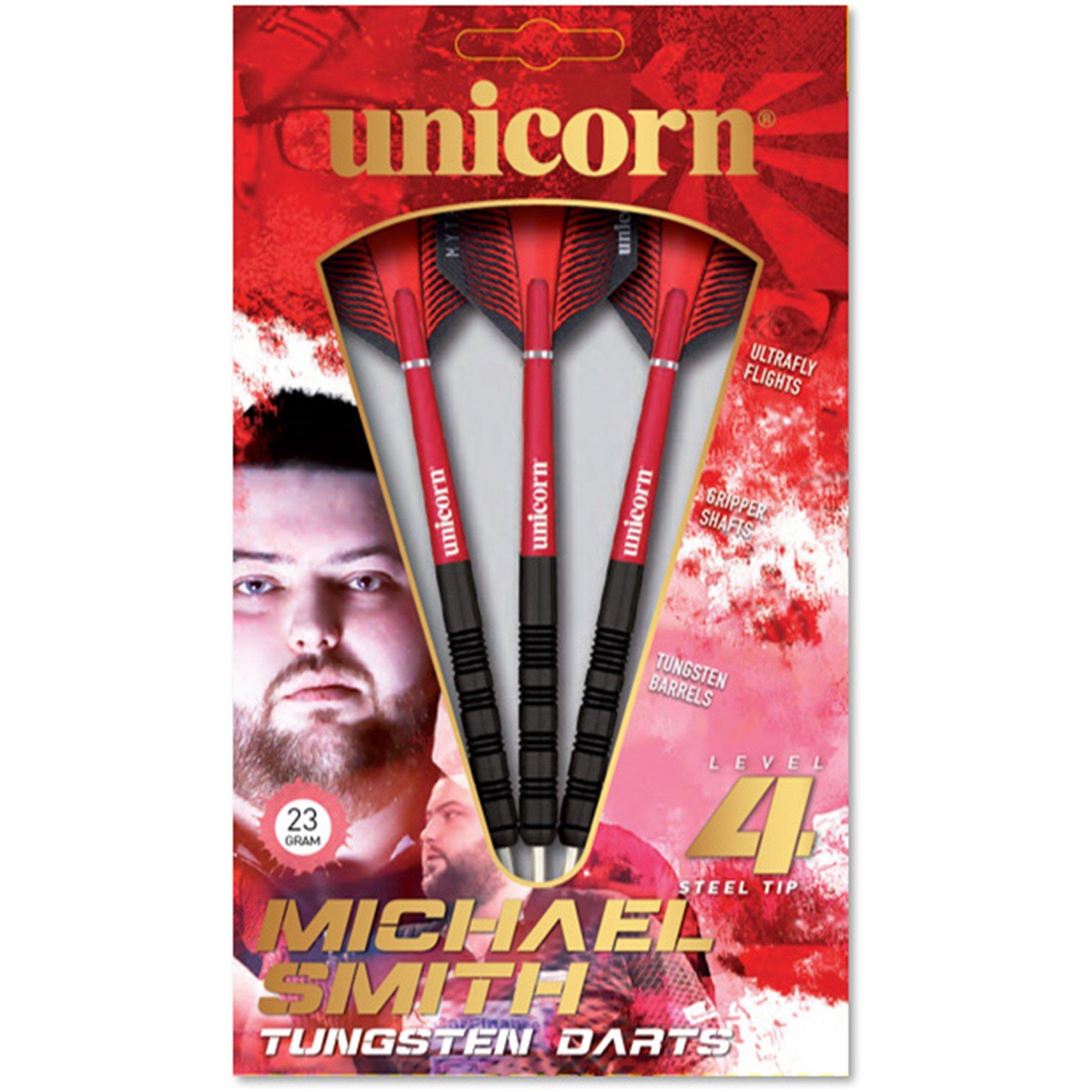 Unicorn Darts Steel Tip Darts Set | Level 4 | James 'The Machine' Wade | Tungsten Barrels with Black and Red Rings