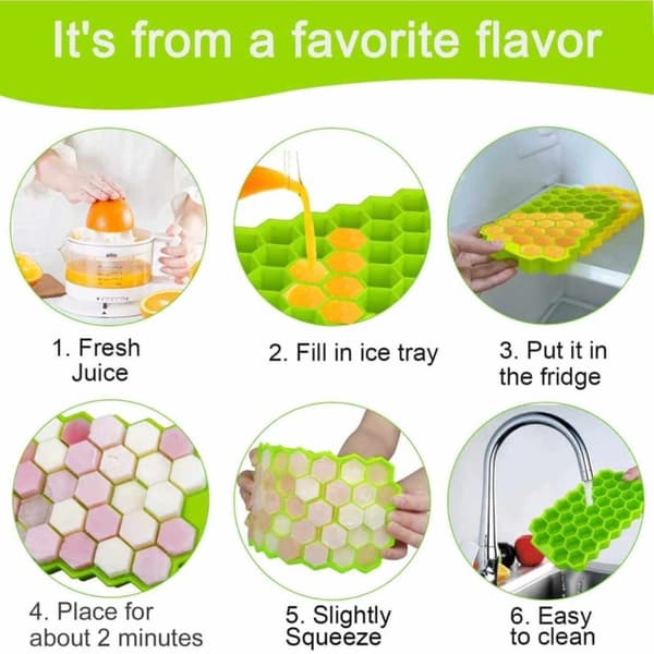 2-Pack stablebar isform med lokk - Hexagon Ice Cube Mold Silikon