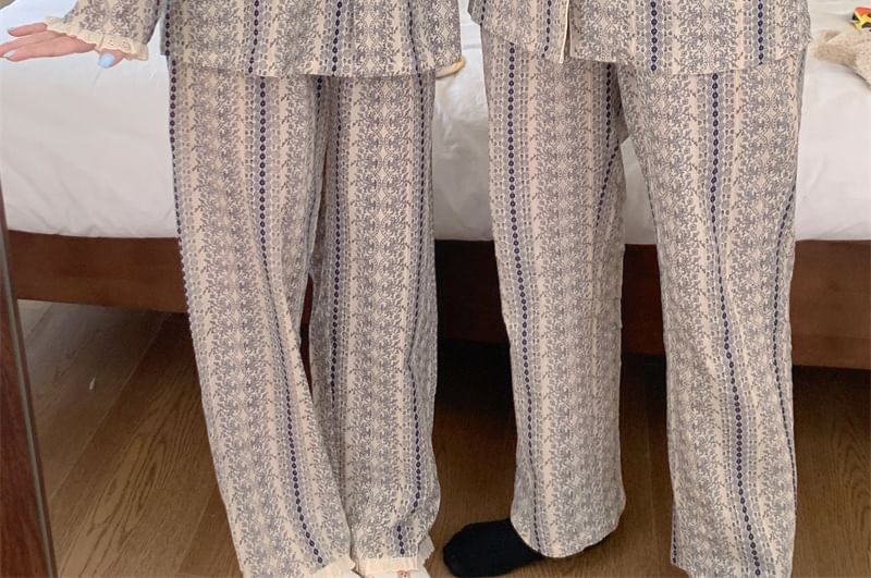 Sadelle - Koppel bijpassende pyjamaset met lange mouwen en patroonprint