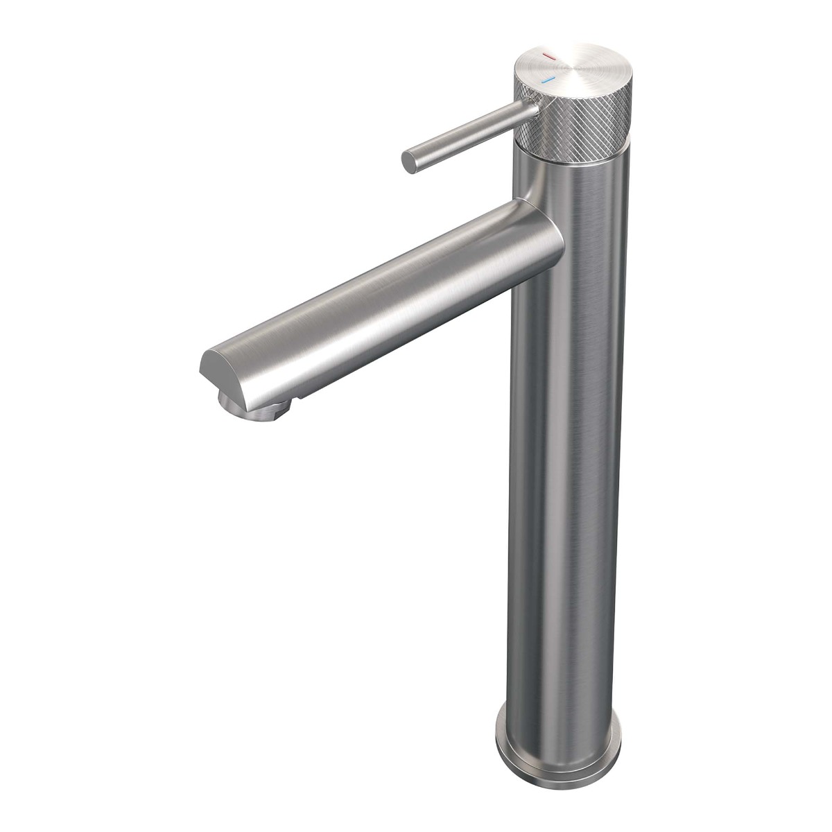Brauer Brushed Carving verhoogde wastafelkraan met lange, ronde handgreep en ColdStart RVS geborsteld PVD
