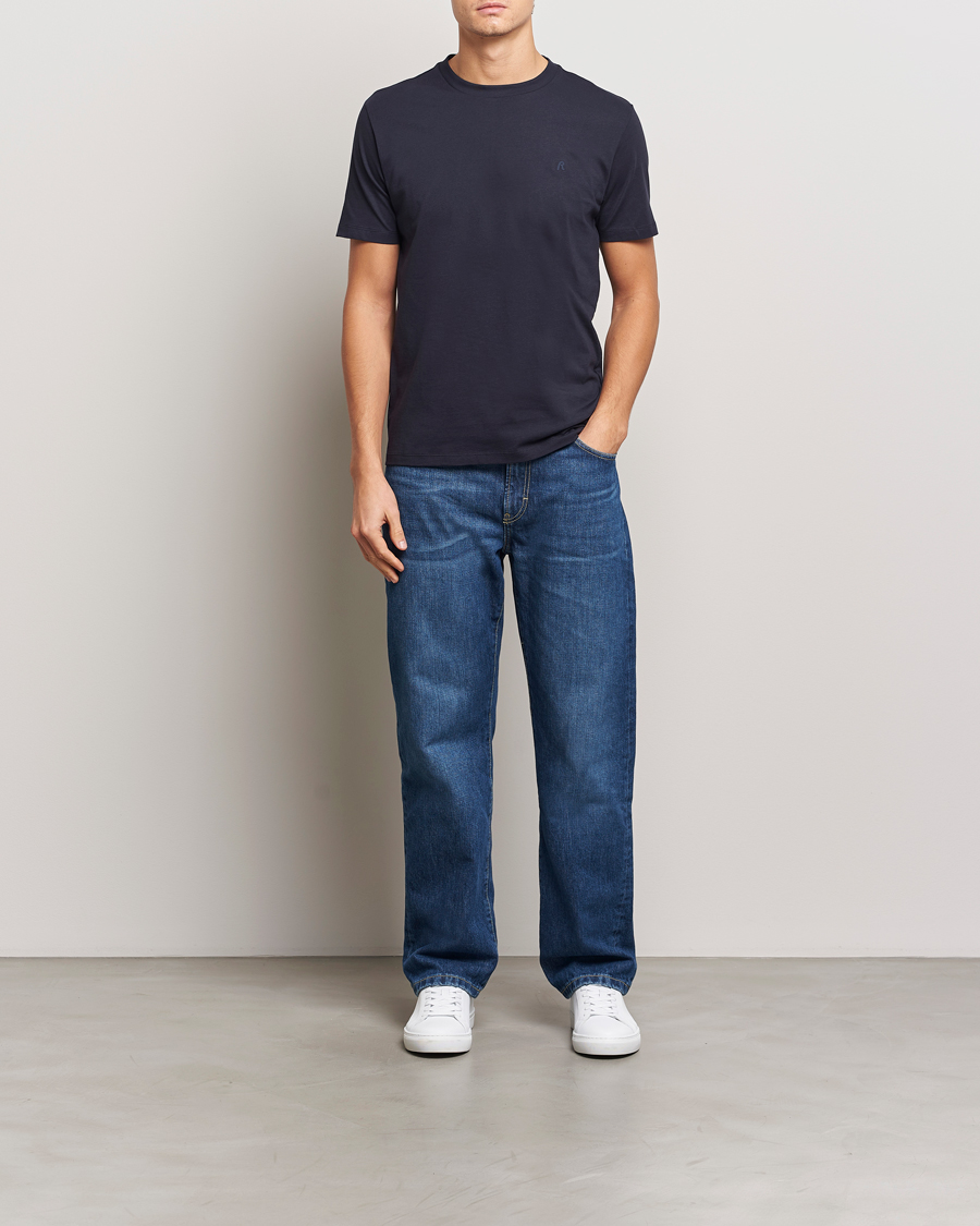 Replay Tonal Logo Crew Neck T-Shirt Navy
