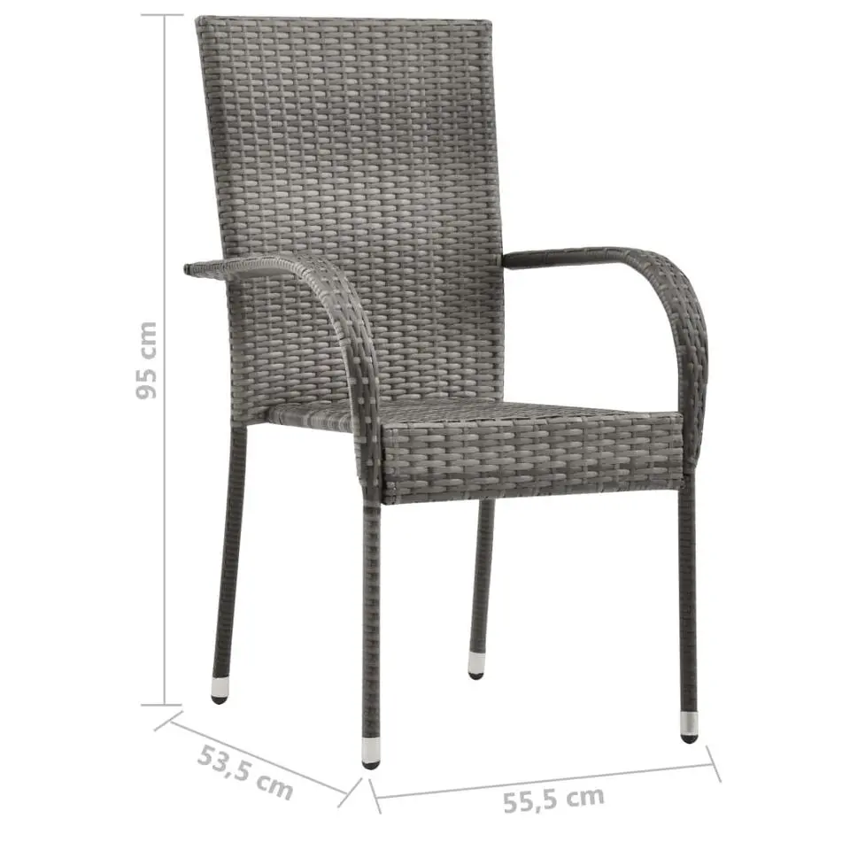 vidaXL - Tuinset grijs - 6 fauteuils en (150-200)x90 cm tafel - Poly rattan