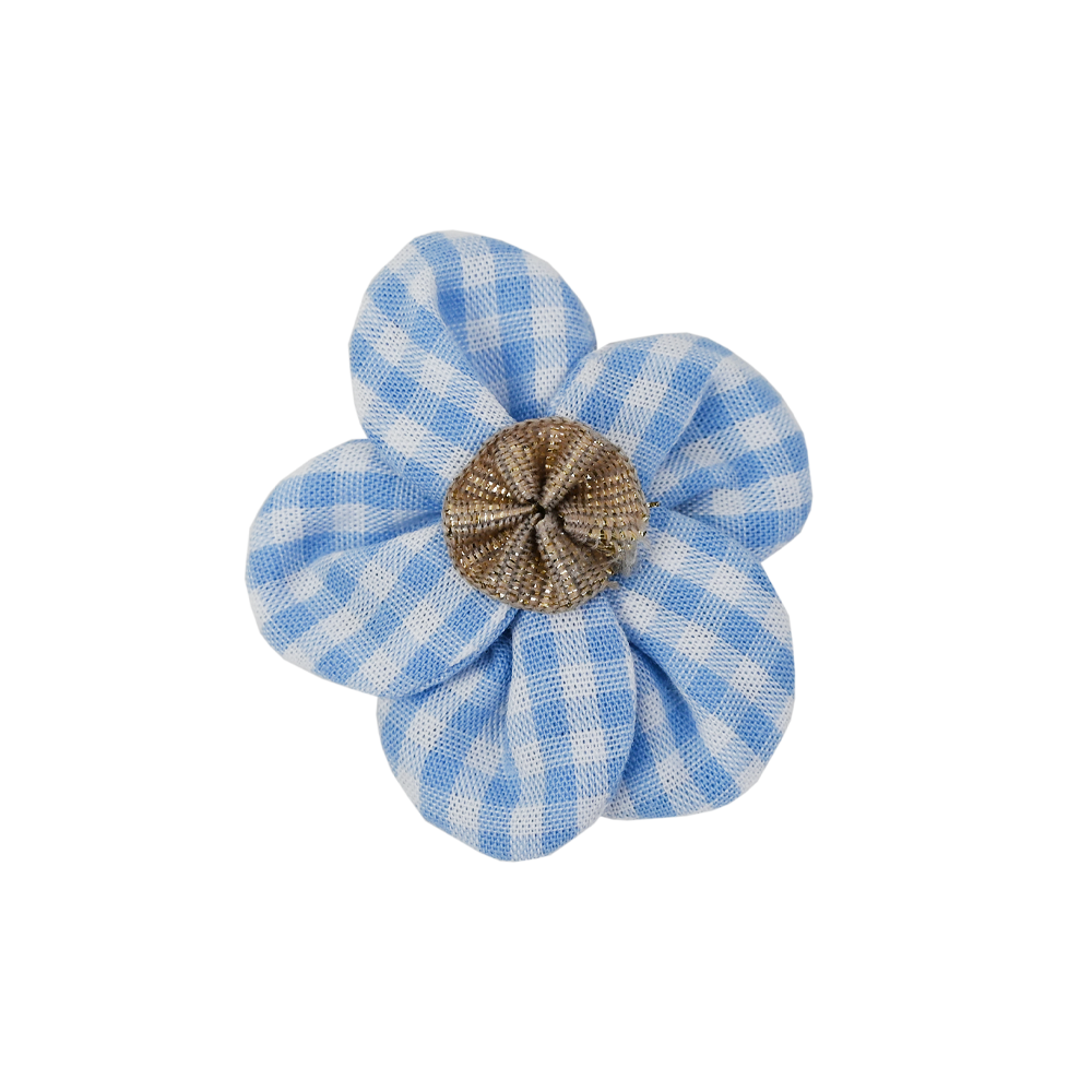 Mini Barrette Pétales De Fleur Vichy Ciel