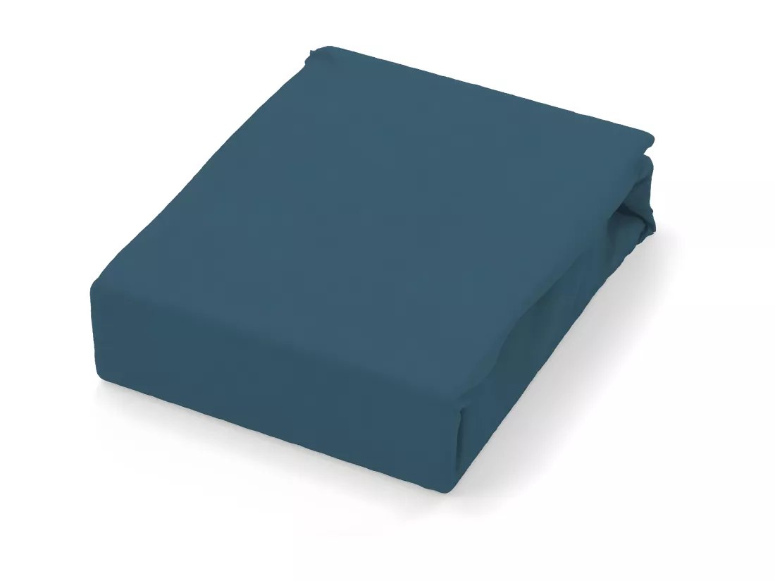 Drap plat en coton 57 fils 260x300 cm UNI bleu canard, par Soleil d'ocre